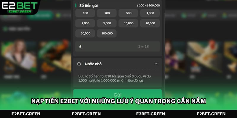 Nạp tiền E2bet với những lưu ý quan trọng cần nắm
